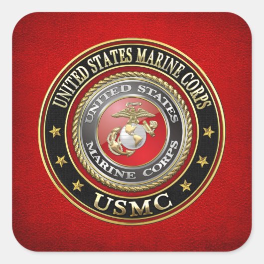 USMC-Emblem [Special Edition] [3D] Quadratischer Aufkleber (Vorderseite)