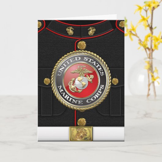 USMC-Emblem und Uniform [3D] Karte (Gelbe Blume)