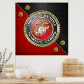 USMC-Emblem und Uniform [3D] Poster (Küche)