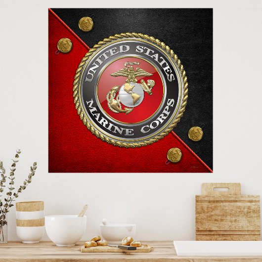 USMC-Emblem und Uniform [3D] Poster (Küche)