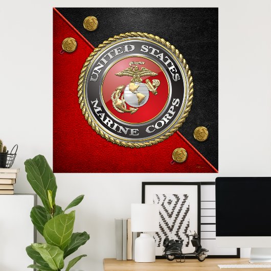 USMC-Emblem und Uniform [3D] Poster (Heimbüro)