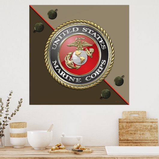 USMC-Emblem und Uniform [3D] Poster (Küche)