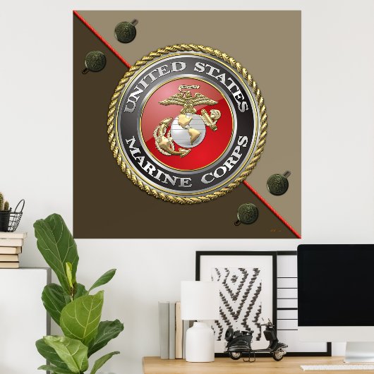 USMC-Emblem und Uniform [3D] Poster (Heimbüro)