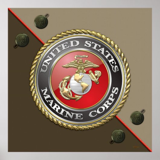 USMC-Emblem und Uniform [3D] Poster (Vorne)