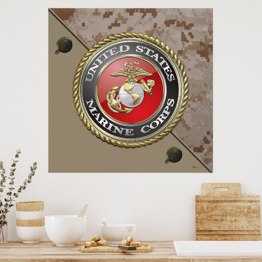 USMC-Emblem und Uniform [3D] Poster (Küche)