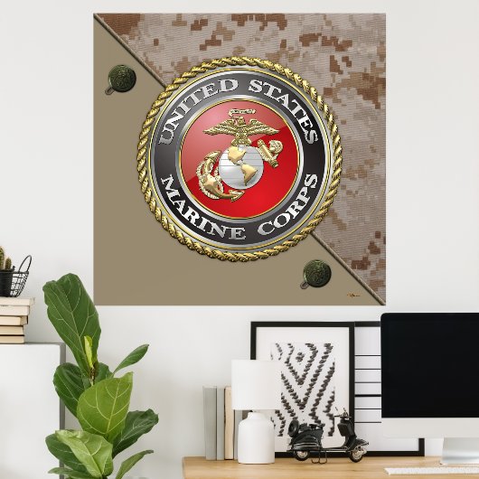 USMC-Emblem und Uniform [3D] Poster (Heimbüro)