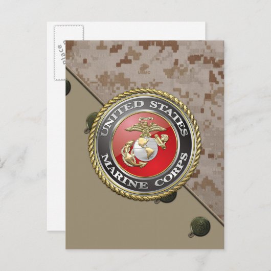 USMC-Emblem und Uniform [3D] Postkarte (Vorne/Hinten)