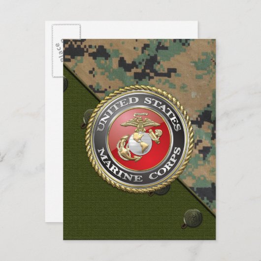 USMC-Emblem und Uniform [3D] Postkarte (Vorne/Hinten)