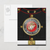 USMC-Emblem und Uniform [3D] Postkarte (Vorne/Hinten)