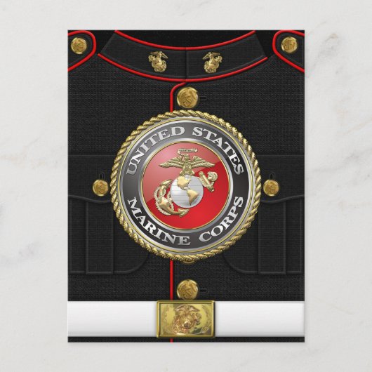 USMC-Emblem und Uniform [3D] Postkarte (Vorderseite)