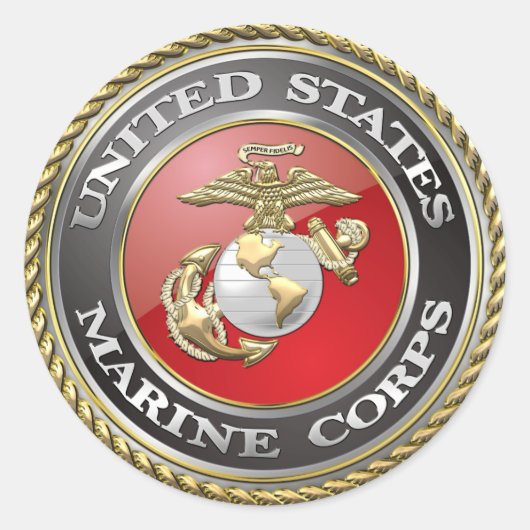 USMC-Emblem und Uniform [3D] Runder Aufkleber (Vorderseite)