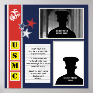 USMC Foto Scrapbook Collage Poster