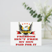 USMC Freedom Isn't Free My Son Paid For It Postkarte (Stehend Vorderseite)