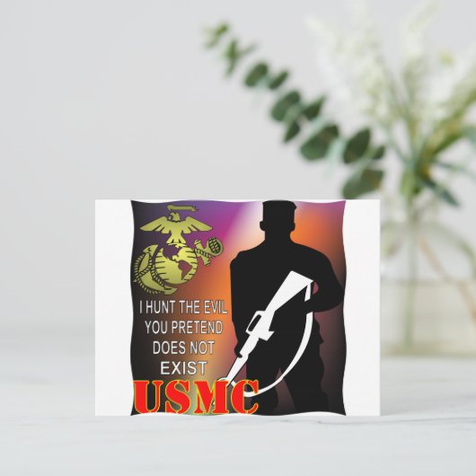 USMC I jagen das Böse, das Sie vorgeben, existiert Postkarte (Stehend Vorderseite)