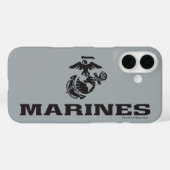 USMC Logo gestapelt - Schwarz Case-Mate iPhone Hülle (Rückseite (Horizontal))