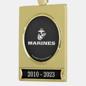USMC Logo gestapelt - weiß Banner-Ornament Gold (Links)
