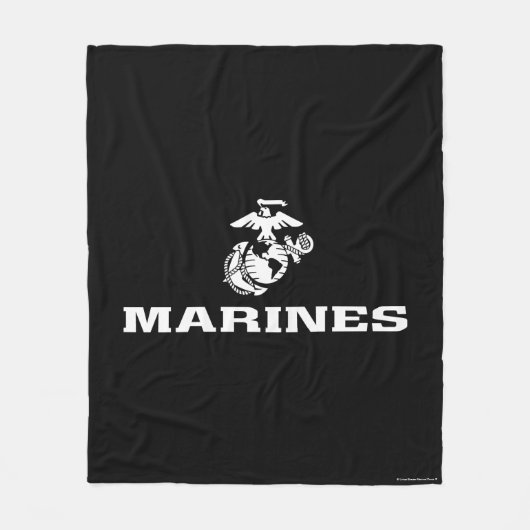 USMC Logo gestapelt - weiß Fleecedecke (Vorderseite)