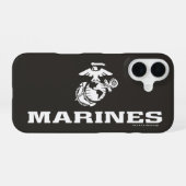 USMC-Logo gestapelt - Weiß iPhone 16 Hülle (Rückseite (Horizontal))