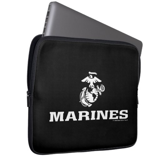 USMC Logo gestapelt - weiß Laptopschutzhülle (Vorne Rechts)