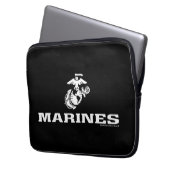 USMC Logo gestapelt - weiß Laptopschutzhülle (Vorderseite Links)