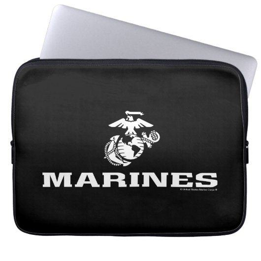 USMC Logo gestapelt - weiß Laptopschutzhülle (Vorderseite)