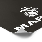 USMC Logo gestapelt - weiß Poster (Ecke)
