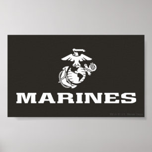 USMC Logo gestapelt - weiß Poster