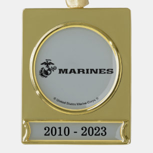 USMC-Logo mit schwarzen Logos Banner-Ornament Gold