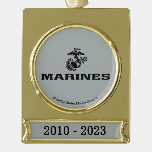 USMC-Logo mit schwarzen Logos Banner-Ornament Gold (Vorderseite)