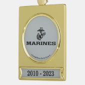 USMC-Logo mit schwarzen Logos Banner-Ornament Gold (Links)