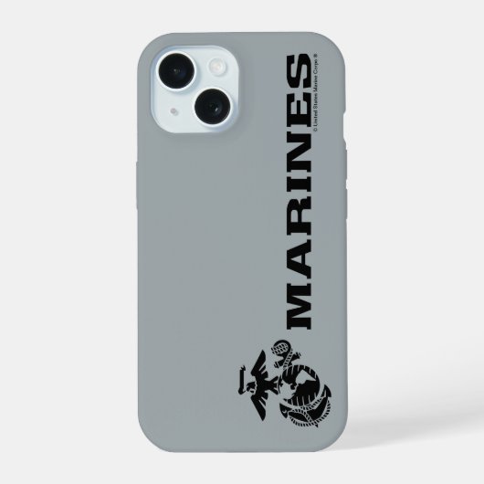 USMC-Logo mit schwarzen Logos iPhone 15 Hülle (Rückseite)
