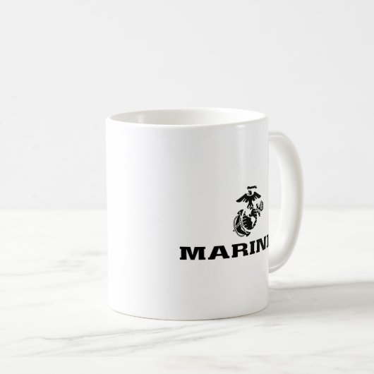 USMC-Logo mit schwarzen Logos Kaffeetasse (VorderseiteRechts)