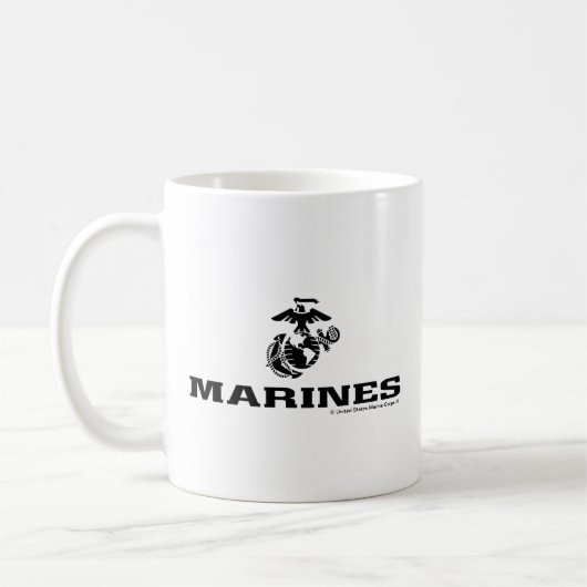 USMC-Logo mit schwarzen Logos Kaffeetasse (Links)