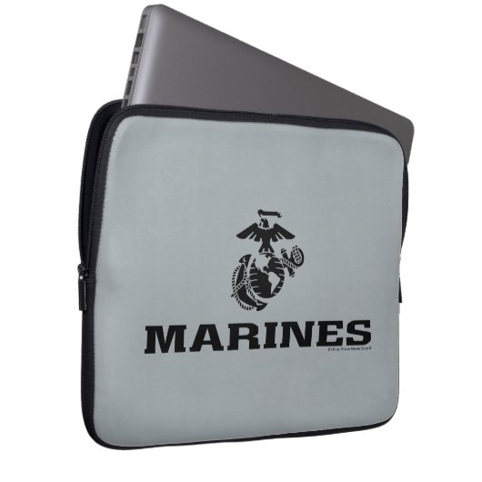 USMC-Logo mit schwarzen Logos Laptopschutzhülle (Vorne Rechts)