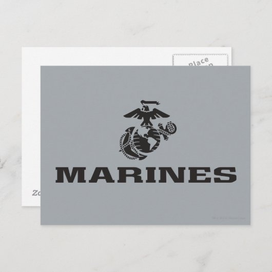 USMC-Logo mit schwarzen Logos Postkarte (Vorne/Hinten)