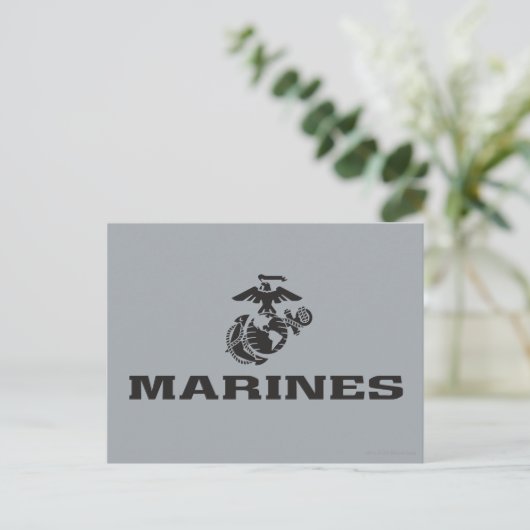 USMC-Logo mit schwarzen Logos Postkarte (Stehend Vorderseite)