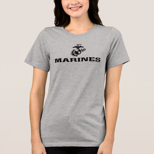USMC-Logo mit schwarzen Logos Tri-Blend Shirt (Vorderseite)