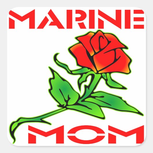 USMC Marine Mama Rose Quadratischer Aufkleber (Vorderseite)