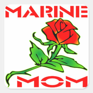USMC Marine Mama Rose Quadratischer Aufkleber