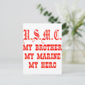 USMC My Brother My Marine My Held Postkarte (Stehend Vorderseite)
