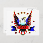 USMC Old School Red White & Blue Eagle Tattoo Postkarte (Vorne/Hinten)