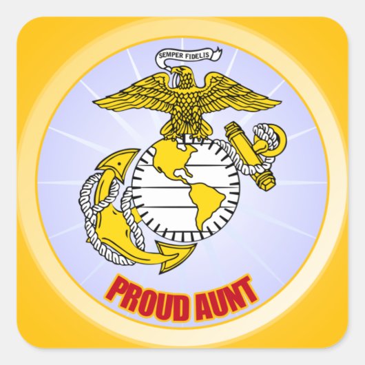 USMC Proud Tante Quadratischer Aufkleber (Vorderseite)