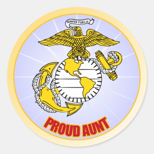 USMC Proud Tante Runder Aufkleber (Vorderseite)