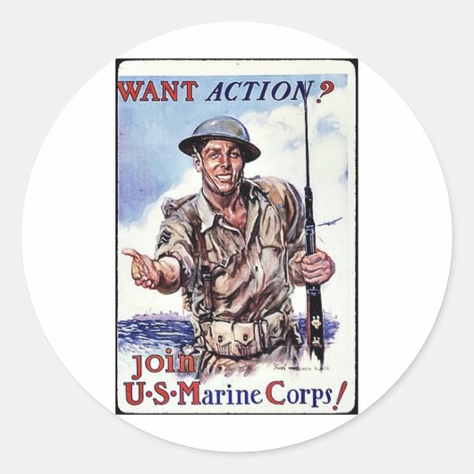 Usmc Recruit Runder Aufkleber (Vorderseite)