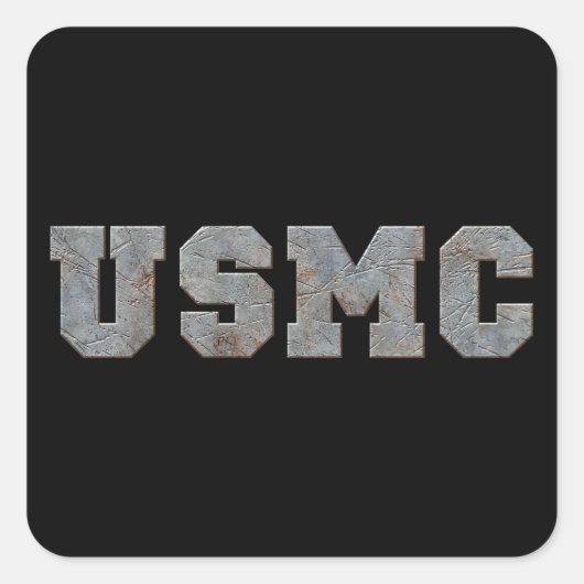 USMC [rostiger Text] Quadratischer Aufkleber (Vorderseite)