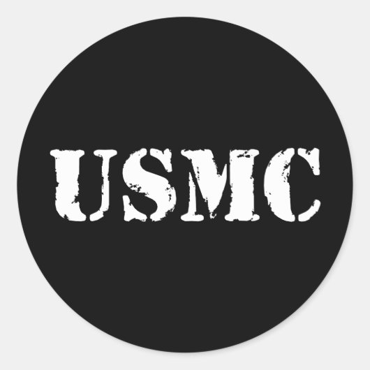 USMC [Schablonentext] Runder Aufkleber (Vorderseite)