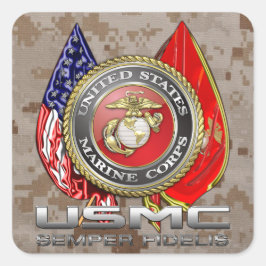 USMC Semper Fi [3D] Quadratischer Aufkleber