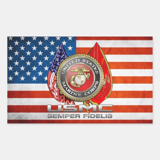 USMC Semper Fi [3D] Rechteckiger Aufkleber (Vorderseite)