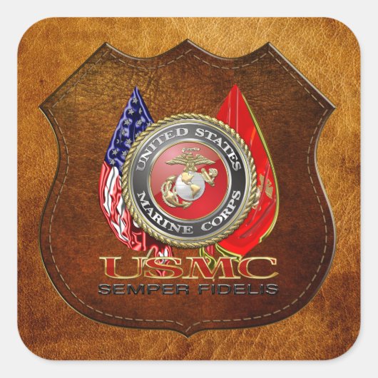 USMC Semper Fi [Special Edition] [3D] Quadratischer Aufkleber (Vorderseite)