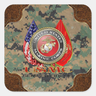 USMC Semper Fi [Special Edition] [3D] Quadratischer Aufkleber